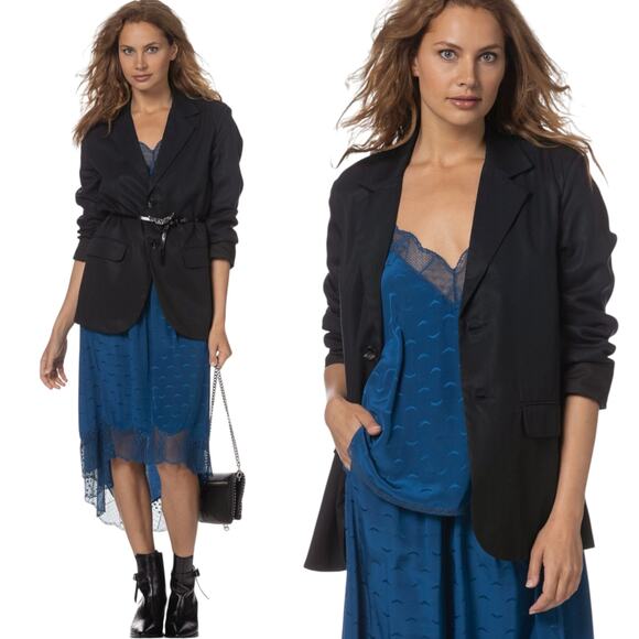 Zadig & Voltaire Défilé 2023 NWT Vanille Oversized Lyocell Blazer Black XS 34 - Picture 4 of 10